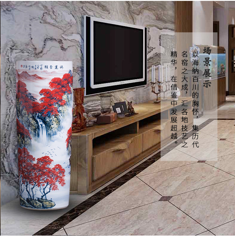 Jingdezhen ceramic vase hand - made high quiver landing big sitting room adornment furnishing articles word calligraphy and painting scroll cylinder to receive