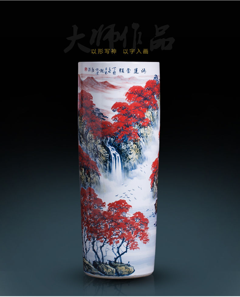 Jingdezhen ceramic vase hand - made high quiver landing big sitting room adornment furnishing articles word calligraphy and painting scroll cylinder to receive