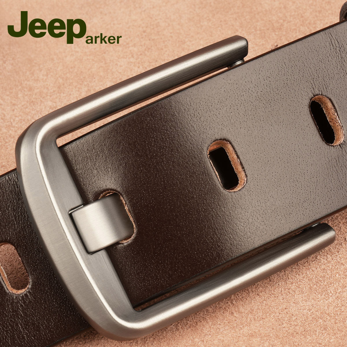 Counter belt men's real leather top layer pure cowhide belt flat pin buckle trendy young and middle-aged casual trouser belt