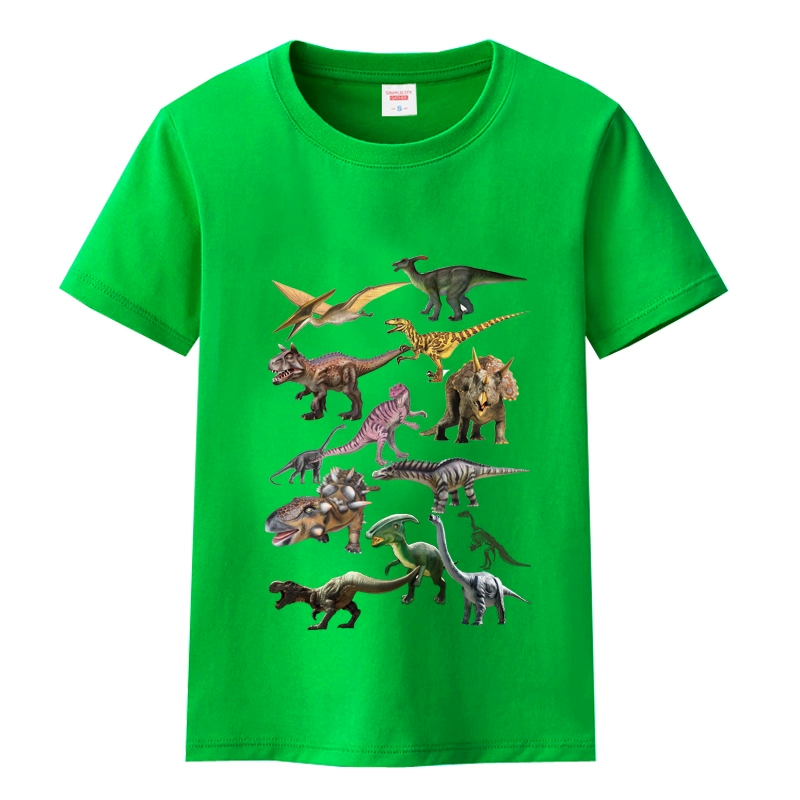 Quần áo khủng long cho trẻ em Tyrannosaurus Rex Áo thun cotton ngắn tay Một lớp lớn trẻ em mới chạm đáy áo quần khủng long - Áo thun thời trang cho bé