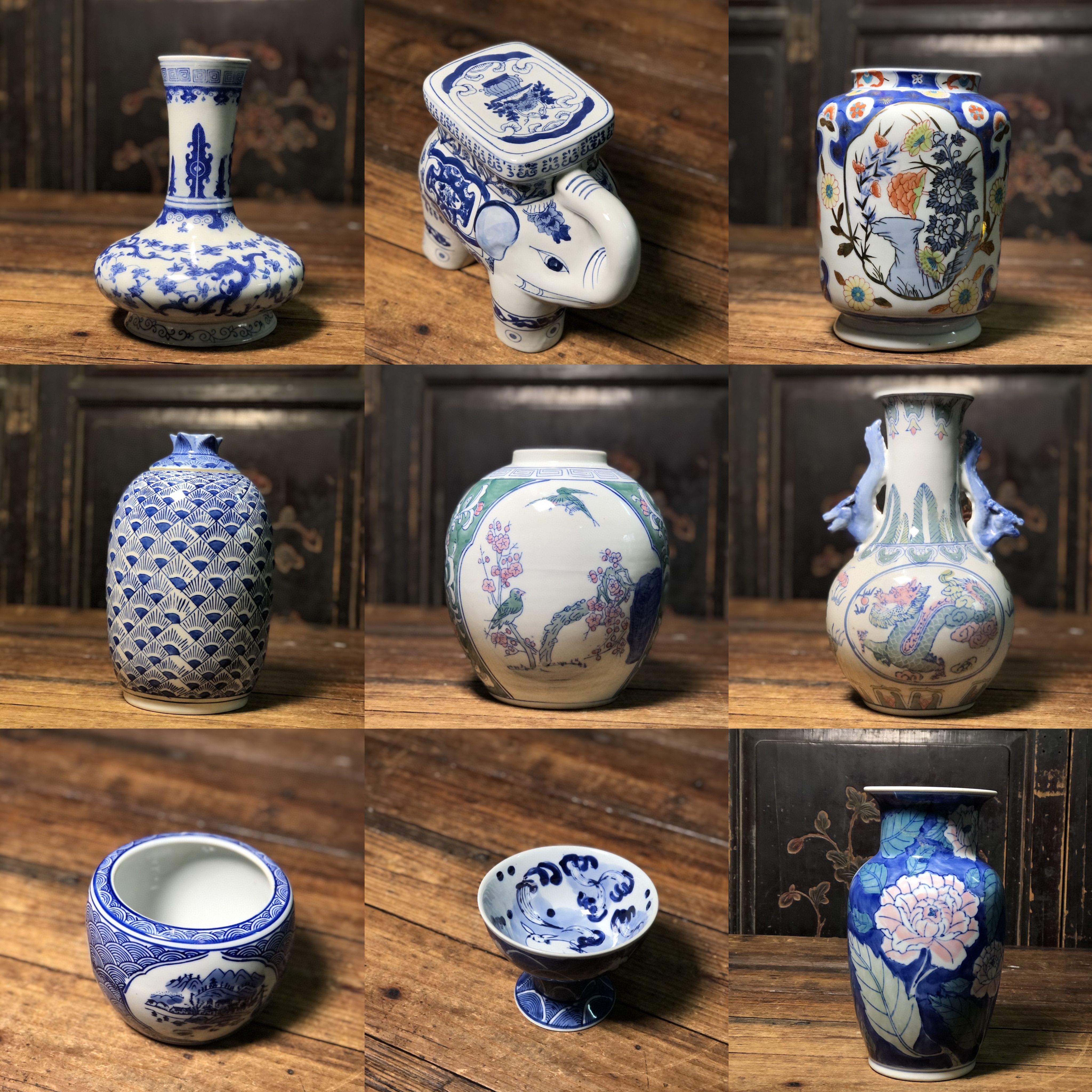 中国　古渡　青花　花文振出瓶　M　R6541 中国 古渡 青花 花文振出瓶 M R6541