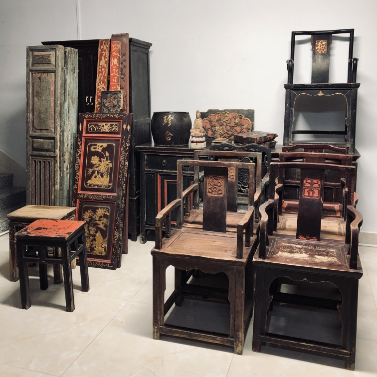 Antique Furniture, Wood Carving Cabinets, Boxes, Imperial Chairs, Qing Dynasty Gilt Wood Carvings, Old Objects from the Republic of China, Tea Room Decorations, Collectibles