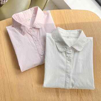 Summer new college style small fresh doll collar short-sleeved shirt women's white Korean version with all-match bottoming shirt