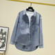 New blue denim shirt for women long-sleeved lapel washed cotton shirt loose inner wear retro top women's thin coat