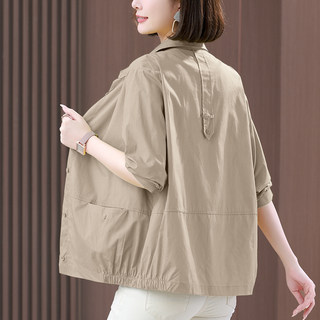 Pure Cotton Shirt Women's Jacket Spring and Summer New Large Size Loose Short Style Middle-Aged Mother Nine-Quarter Sleeve Shirt Casual Thin Style