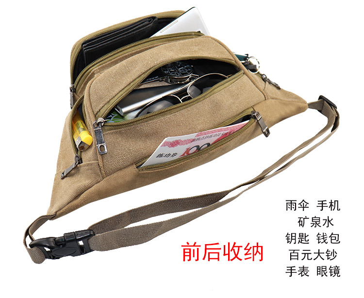 Túi vải unisex đa chức năng thể thao Túi Messenger dung lượng lớn để thu tiền gói kinh doanh nhiều lớp mới 	mua túi đeo hông	