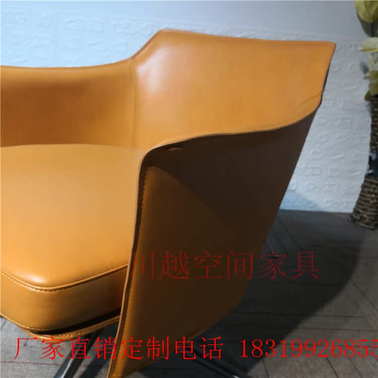 Ghế thiết kế Sofa Bắc Âu Da dày Ghế đơn Ghế giải trí Stanford Ghế da Yên Ghế mô hình nội thất phòng - Đồ nội thất thiết kế ghế sofa giường kéo