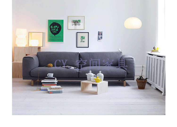 Thiết kế nội thất sofa gỗ rắn Bắc Âu cổ điển kinh doanh bình thường ghế sofa mini