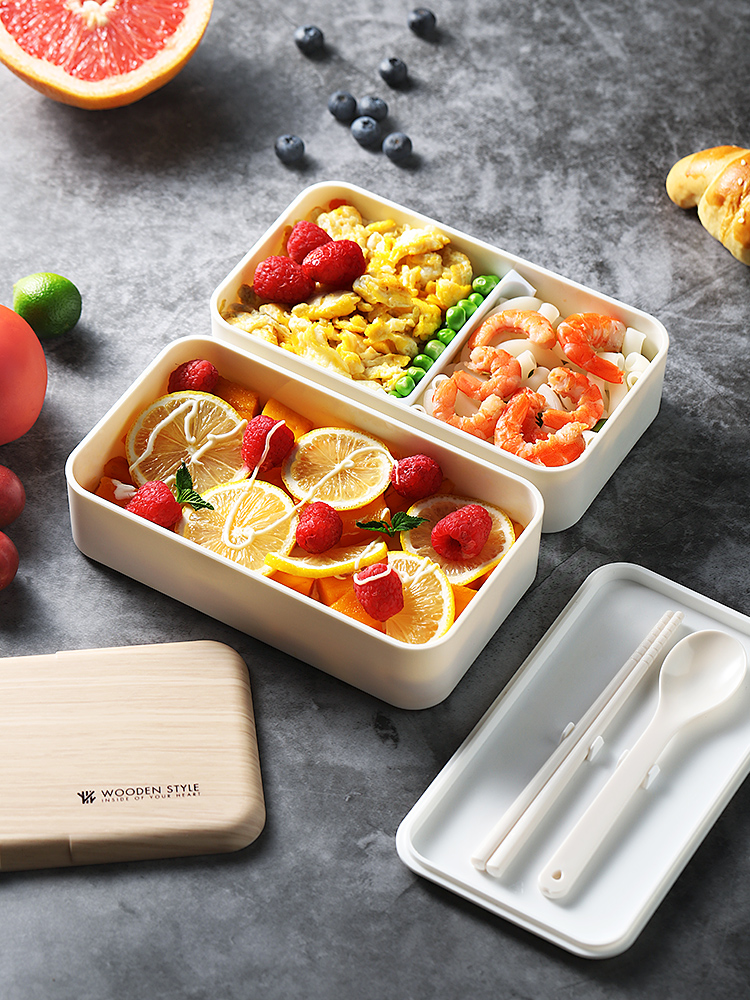Light lunch box Bento Japanese ins wind office workers Japanese double-layer fat reduction Lightweight microwave oven heating special