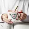 Super cute ceramic cup Girl heart office ins wind Nordic simple cute coffee mug Oat breakfast cup