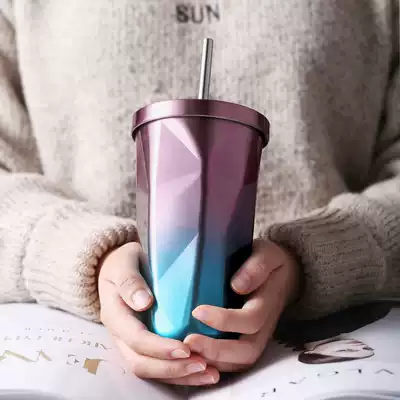 ins style cup with straw girl adult net celebrity shake sound simple creative personality trend Korean version of the cup