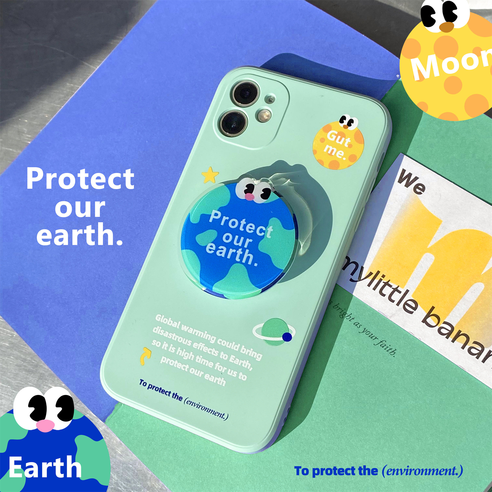 Cute earth suitable for iphone13promax Apple 12mini mobile phone shell 11 All-pack small crowdphone protective shell xsmax liquid xr female 8plus branch