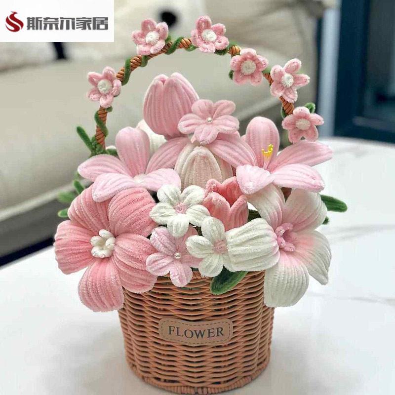 Mother's Day Gift, Mother's Day Bouquet, Twisty Stick Flower Basket, DIY Handmade Material Kit, Self-Made Finished Bouquet, Gift for Friends