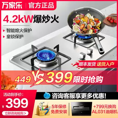 Wanjiale IQL83 stainless steel gas stove gas stove double mouth gas stove natural liquefied gas embedded stove set dual purpose