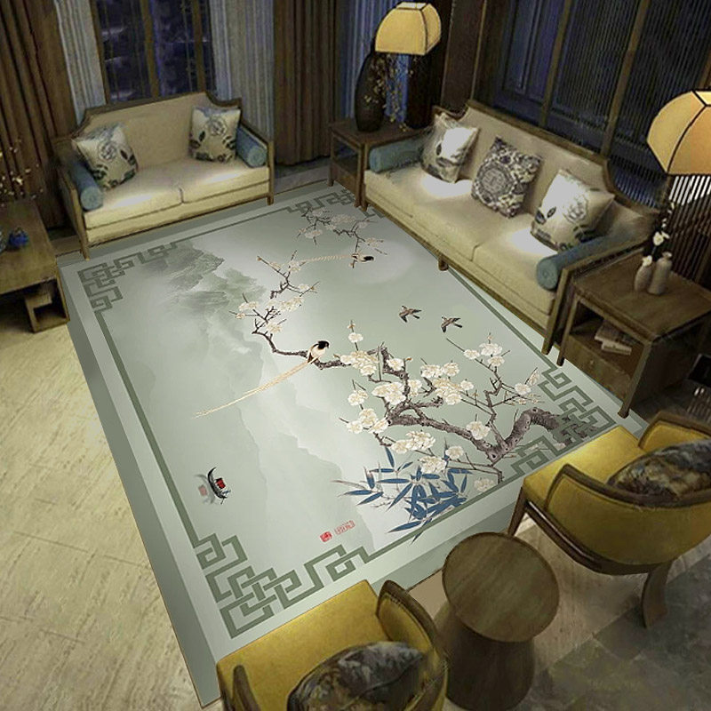 Modern new Chinese living room coffee table carpet sofa Chinese ancient style ink painting simple tea room bedroom bed mat