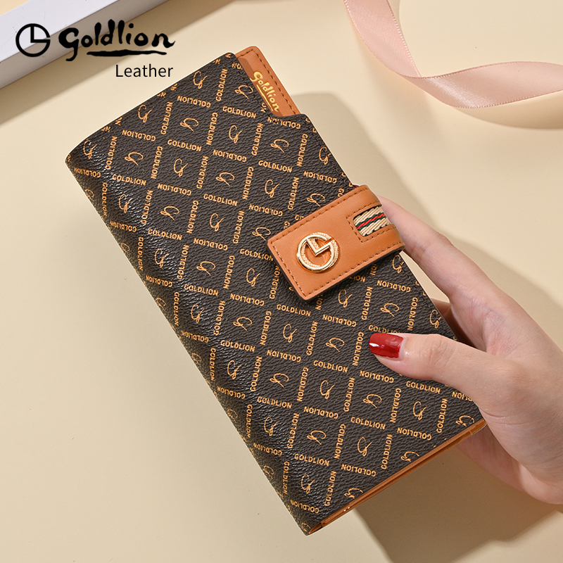 Goldlion Women's Long Wallet 2026 New Model Large Capacity Brand Card Holder Integrated Coin Purse Wallet for Women