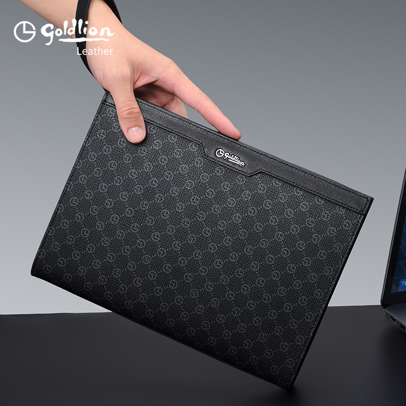 Goldlion Men's Bag, High-End Clutch Bag, Men's Luxury Brand, High-End Business Envelope Bag, Famous Brand Men's Clutch Bag