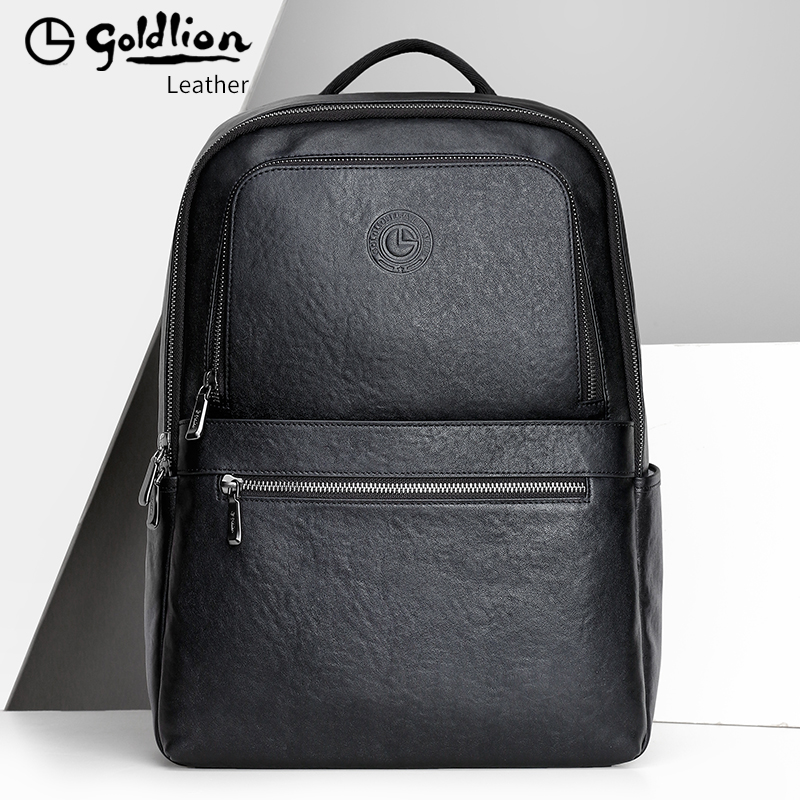 Jinli Men's Bag with Shoulder Bag Men Business Leather 2022 New Buffalo Travel Backpack Large Capacity Computer Pack