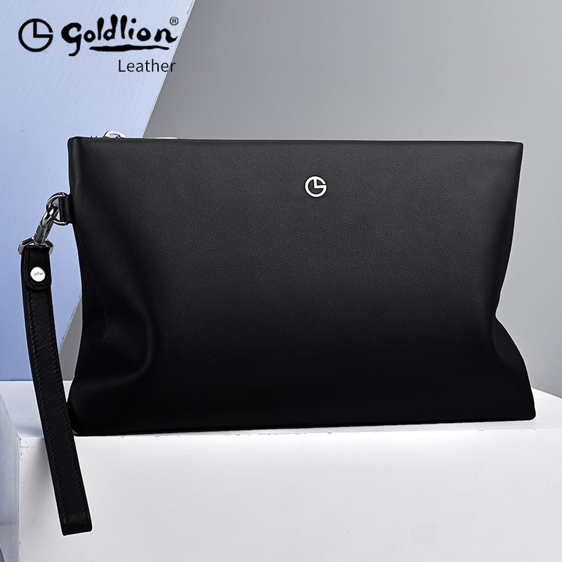 Ginley Comes Envelope Bag Men's Fashion Bull Leather Business Hand Grip Bag Handbag Large Capacity Man Bag Tide Genuine Leather Handbag