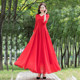 Xiangyi Lihua Temperament Summer New 7-point Sleeve Long Swing Dress Bohemia Vacation Beach Dress