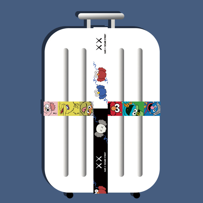 Cartoon cute Sesame Street luggage packing with suitcase bundled with a cross fixed elastic rope thickened