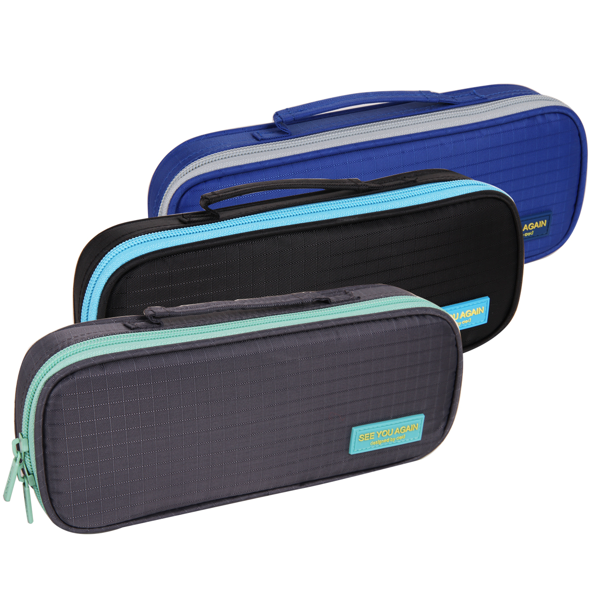 Strong 66646 student pen bag can put 20 cm ruler polyester fiber fabric pen bag large capacity stationery pen bag