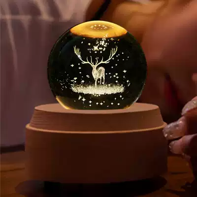 Frozen Elk Crystal Ball Princess Rotating Music Box Sky City Music Box Girl Female Birthday Gift