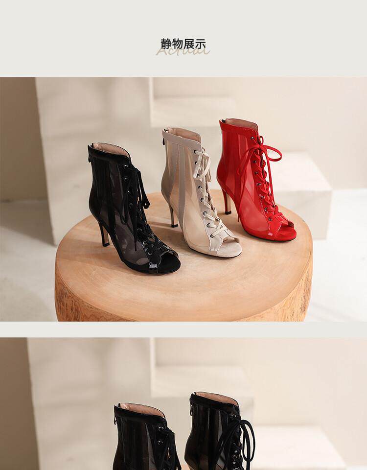 Летние короткие сапоги, ботинки, танцующие туфли на высоком каблуке, босоножки, большой размер Li Xiuxiu 