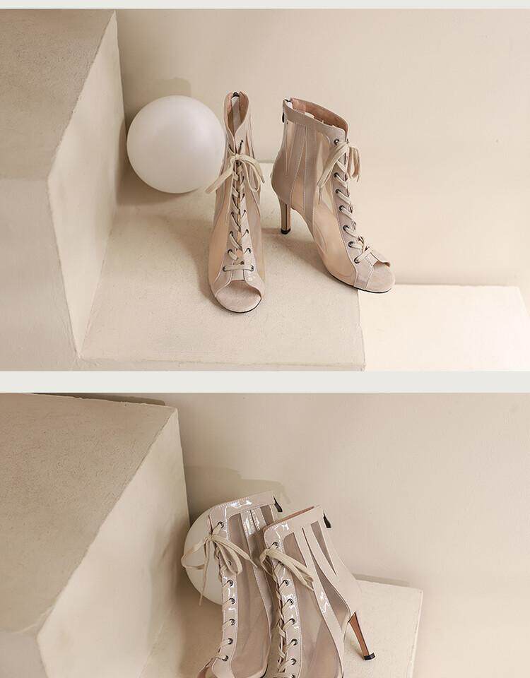 Летние короткие сапоги, ботинки, танцующие туфли на высоком каблуке, босоножки, большой размер Li Xiuxiu 