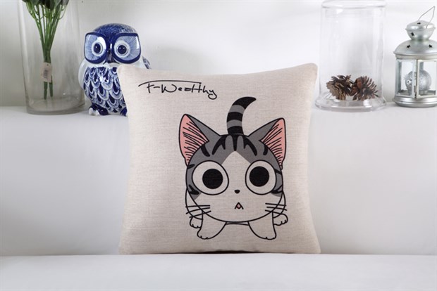 Phim hoạt hình đơn giản đệm bông dễ thương và vải lanh gối vải lanh sofa gối văn phòng gối không có lõi - Trở lại đệm / Bolsters bộ chăn gối văn phòng