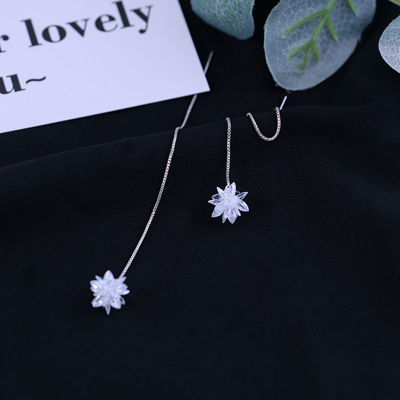 S925 two wear super-fairy ice floes Souear bracelet pure silver sweet and beautiful girl net red temperamental long version Japan-ROK 100 hitch earrings