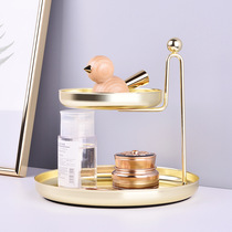 Fun high gold Nordic jewelry rack porch key cosmetics perfume storage box double tray earrings ornaments