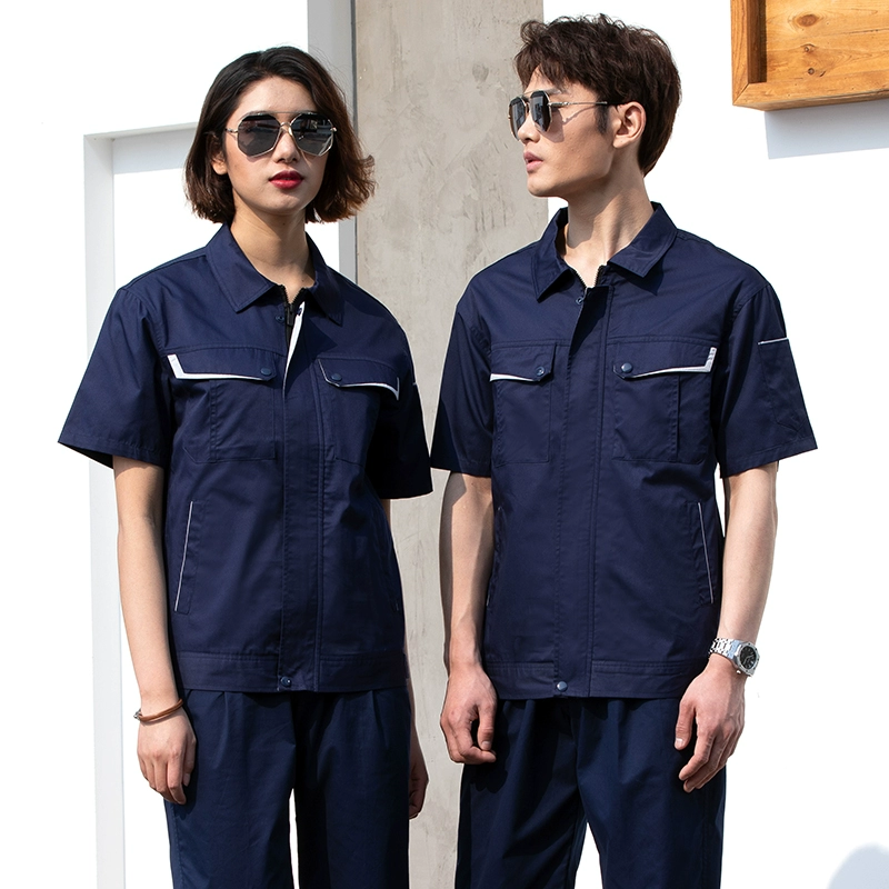 Damien mùa hè ngắn tay quần áo mỏng phù hợp với mùa hè công trường xây dựng công trình lao động kỹ thuật nửa tay đồng phục nhà máy quần áo làm việc - Bộ đồ