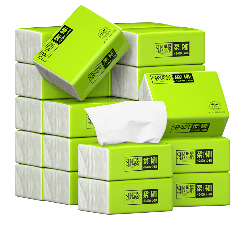 思景原生木浆纸家用婴儿实惠装整箱林纸面巾抽纸餐巾纸便携卫生纸
