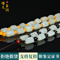 Natural Xinjiang Hetian Jade White Jade eighteen arogan head necklace Jade peed pendant lanyard men and women jade jewelry