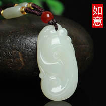 Hetian jade pendant auspicious wishful pendant mens and womens jade pendant couple Jade Pendant with certificate