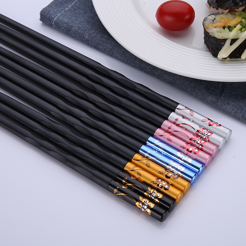 Japan-style Alloy Five Color Chopsticks Home Suit 5 Double underdevelopment Fire Pot Shop Special Metal Anti Slip Quick Son Creativity