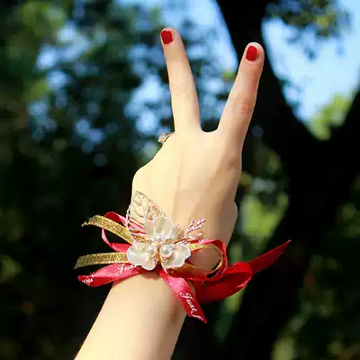 Bride wrist flower bridesmaid wedding sister group hand garland hand gift Sen department small fresh Xiuhe high-end wedding flower