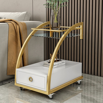 Sofa side cabinet living room side table tempered glass side cabinet side table bedside table movable small coffee table light luxury corner table