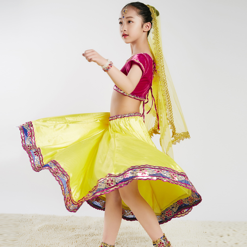 Indian Bollywood Lengha dance clothes students buy children's women's sari Punjabi Anna performance practice clothes