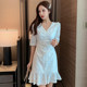 Summer super fairy white fishtail dress, temperament and slimming skirt, forest style French style slimming and high above the knee long skirt