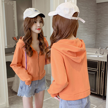 Autumn and winter 2021 New Korean loose student Joker hooded cardigan sweater jacket womens long sleeve short top