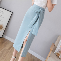 Half skirt womens 2021 summer new Korean version of high waist lace split Net red sexy hip dress long one step step skirt