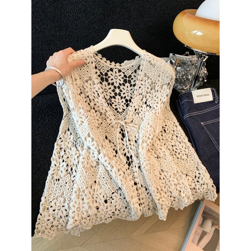 Hollow Crochet Knitted Sun Protection Lace Cardigan for Women in Summer, Unique and Chic Bohemian Lazy and Relaxed Style Jacket