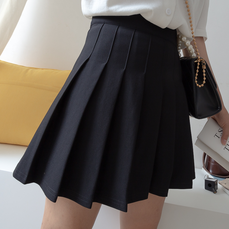 Fat sister 2020 new large size dress with slim height waist 100 pleats A character short skirt woman anti-walking light pressure pleated half body dress