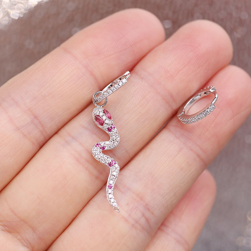 Asymmetric Snake Earringsrecommend    Same   925 silver needle   dinosaur   snake   crocodile   honeybee   eye   Earrings   Ear Studs   Ear clip