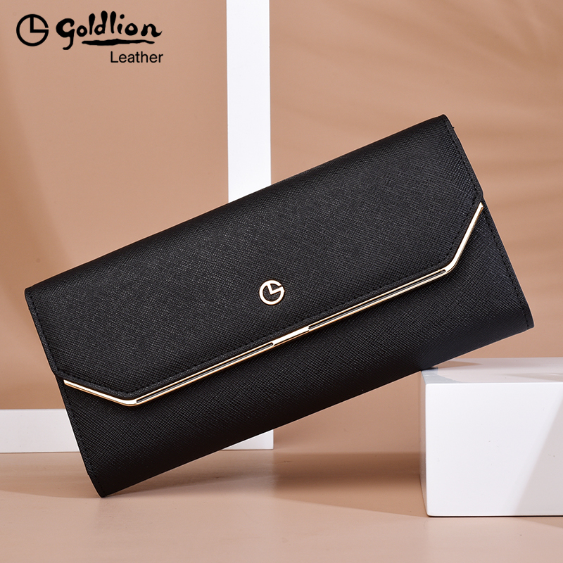 Goldlion Women's Long Wallet Genuine Leather Summer New Fashion Simple 70% off Clutch Bag Multifunctional Ladies' Handbag