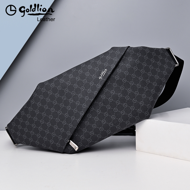 Goldlion Men's Crossbody Bag Summer New Chest Bag Multifunctional Shoulder Bag Stylish Storage Waist Bag Casual Men's Bag