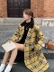 Yellow plaid woolen coat for women 2025 winter mid-length Hepburn style Korean style high-end thickened woolen coat