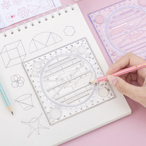 Junior high function Multi-functional black drawing ruler rotatable scale subsuit Mathematical Geometry Ruler Student Hand Scribe for a picture